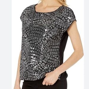 Vince Camuto Womens Metallic Sequined Blouse. NWT. Womens xl